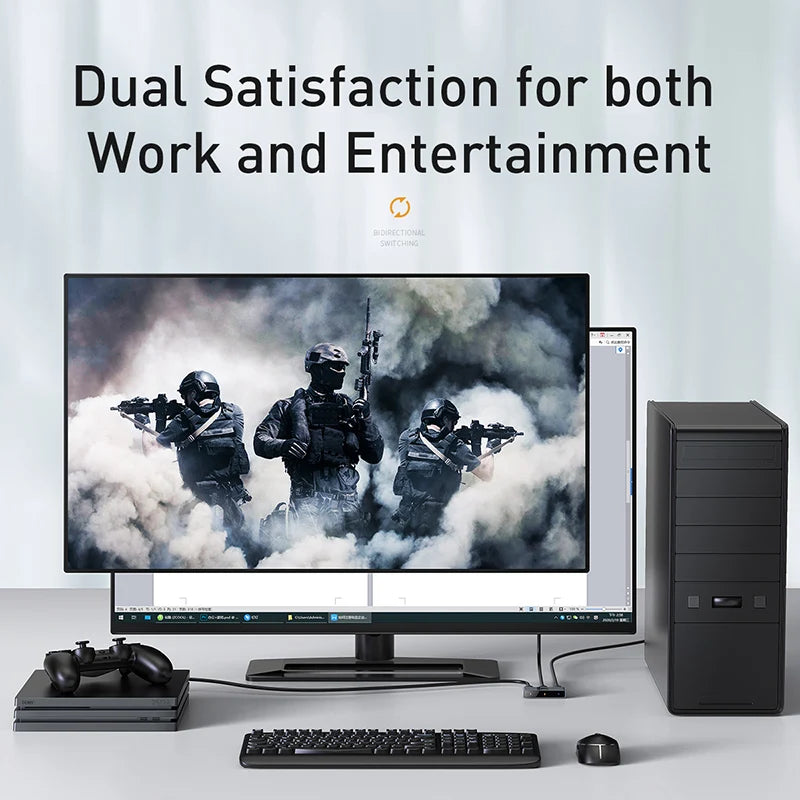 Baseus 4K HDMI-Compatible Switcher: Bi-Directional 2x1/1x2 Adapter for PS4, TV Box, Projector, Monitor – HDR & Audio Sync