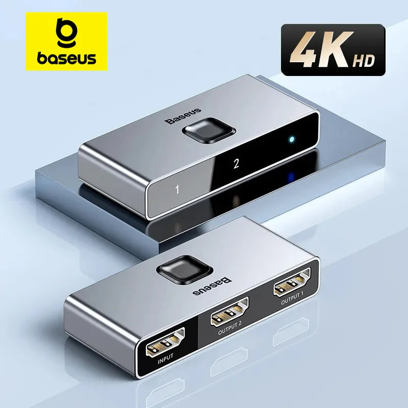 Baseus 4K HDMI-Compatible Switcher: Bi-Directional 2x1/1x2 Adapter for PS4, TV Box, Projector, Monitor – HDR & Audio Sync