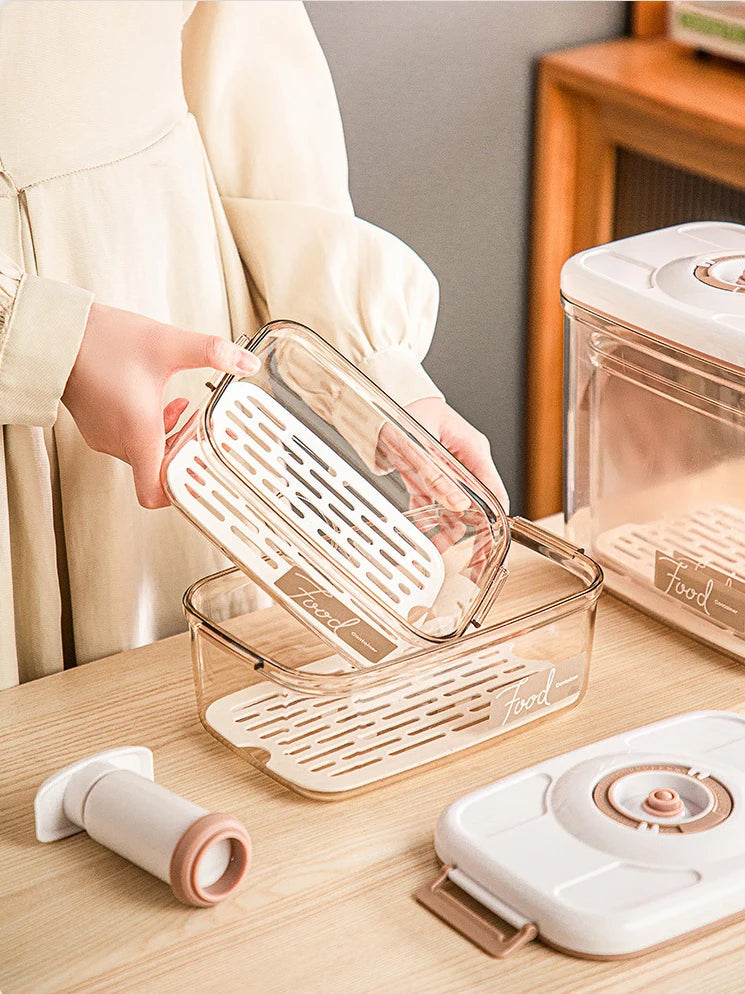 Vacuum Food Storage Box Fresh-Keeping Canister Sealed Storage Container Large Capacity Food Dispenser Kitchen Storage Box