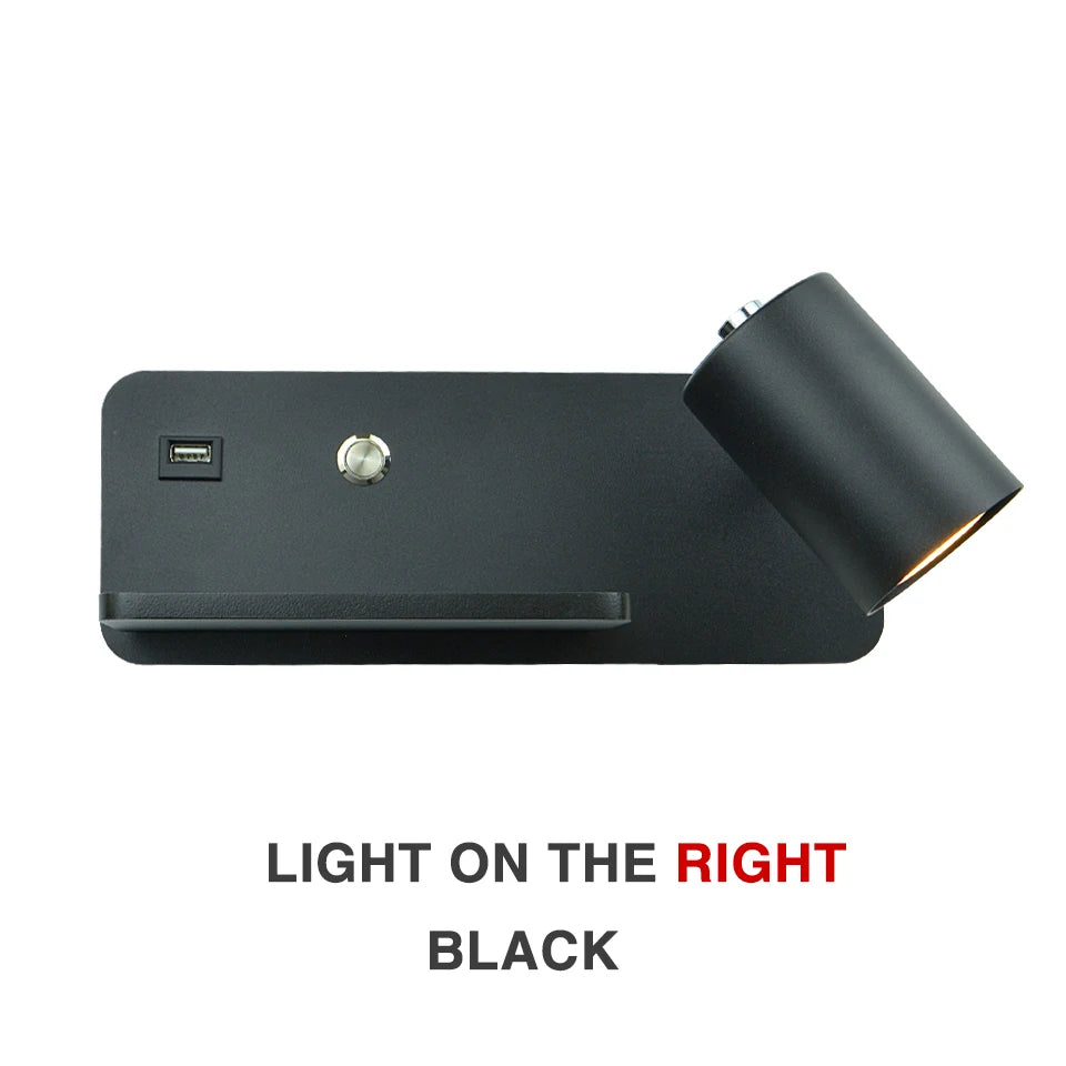 LED Wall light Interior Reading Wall lamp Mobile Phone Wireless Charging and USB Charging Wall lights Bedroom Bedside lamps