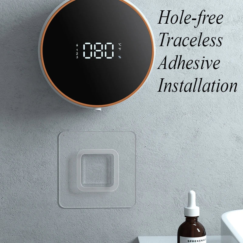 LED Wall-Mounted Automatic Liquid Soap Dispenser: Touchless Infrared Sensor | USB Rechargeable | Temperature Display | 300ml Foam Machine