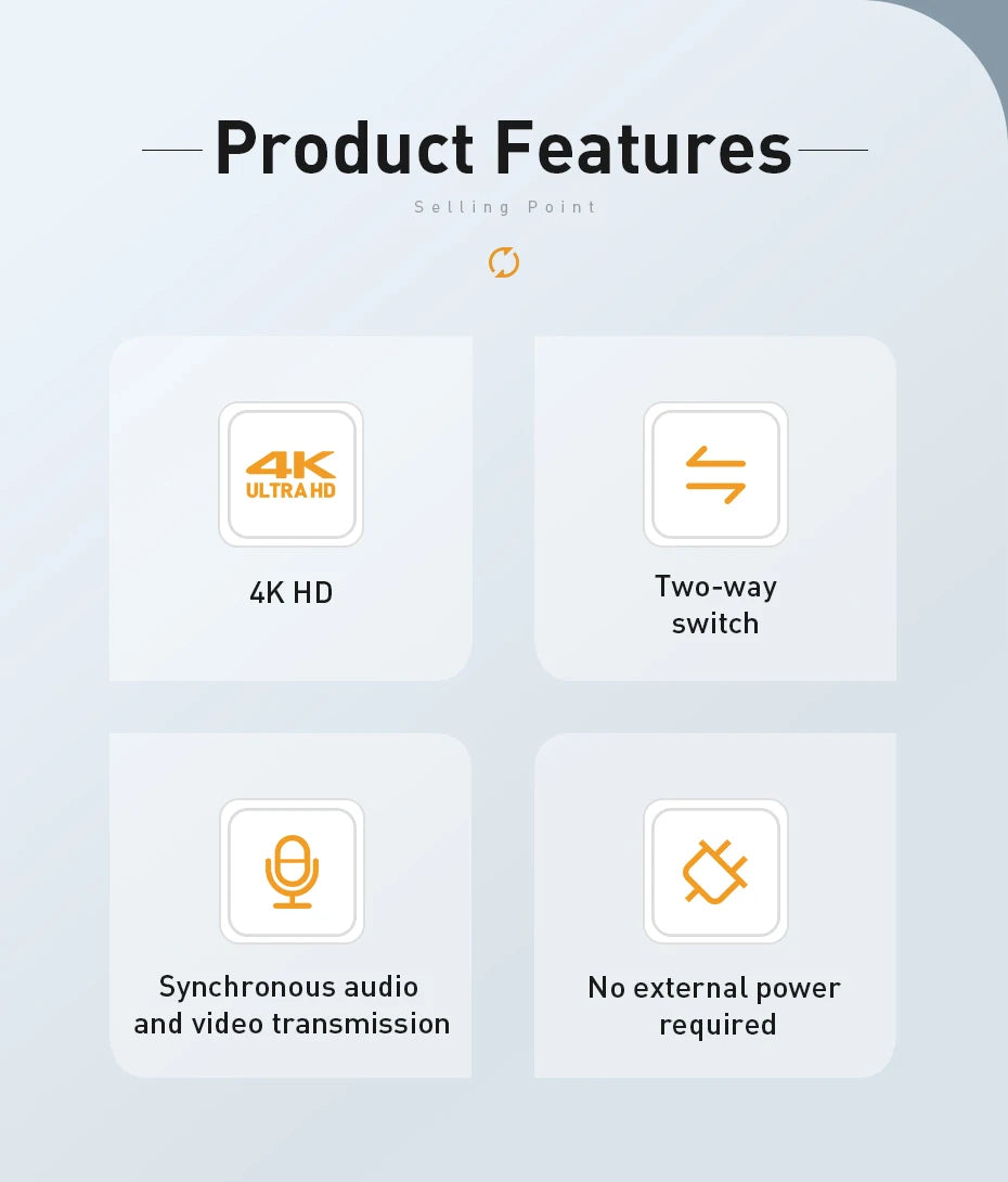 Baseus 4K HDMI-Compatible Switcher: Bi-Directional 2x1/1x2 Adapter for PS4, TV Box, Projector, Monitor – HDR & Audio Sync