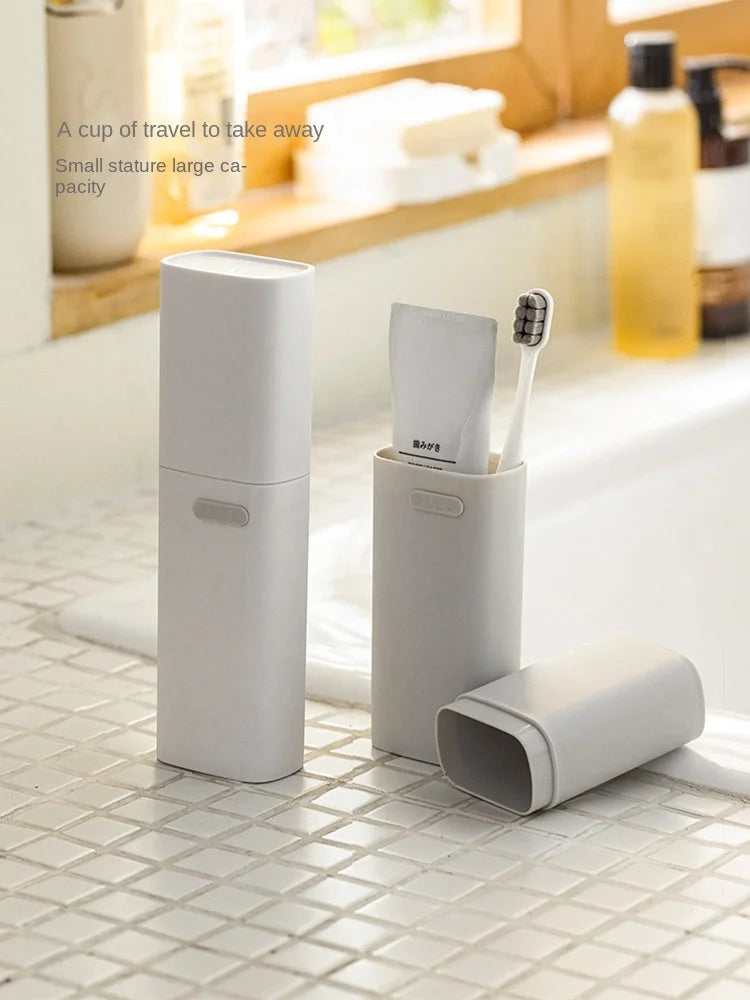 Portable Travel Toothbrush Holder with Lid, Plastic Storage Box, School, Camping, Bathroom Accessories
