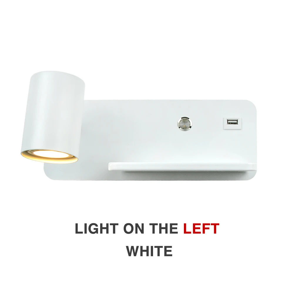LED Wall light Interior Reading Wall lamp Mobile Phone Wireless Charging and USB Charging Wall lights Bedroom Bedside lamps