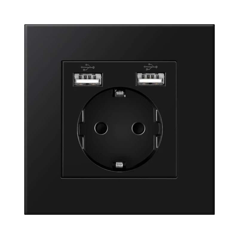 novski wall usb plug, many new style panel, room socket, ac 110v-250v 16a wall embedded, double usb eu standard plug