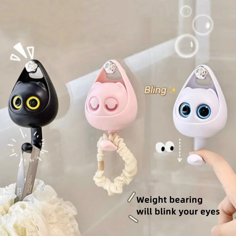 PeekCat™ Cartoon Wall Hook – Self-Adhesive Big Eyes Cat Hanger for Keys, Hats, Scarves & More