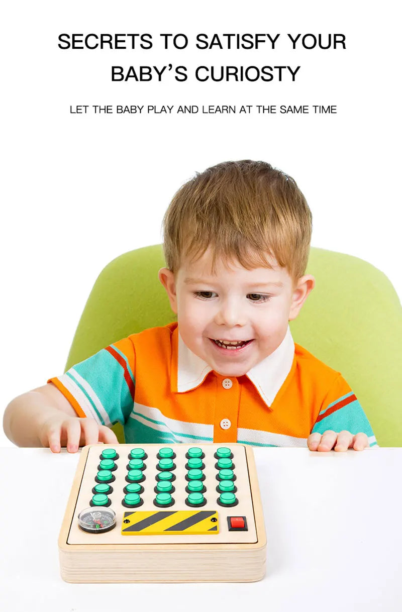 Montessori Busy Board Sensory Toys Wooden With LED Light Switch Control Board Travel Activities Children Games For 2-4 Years Old