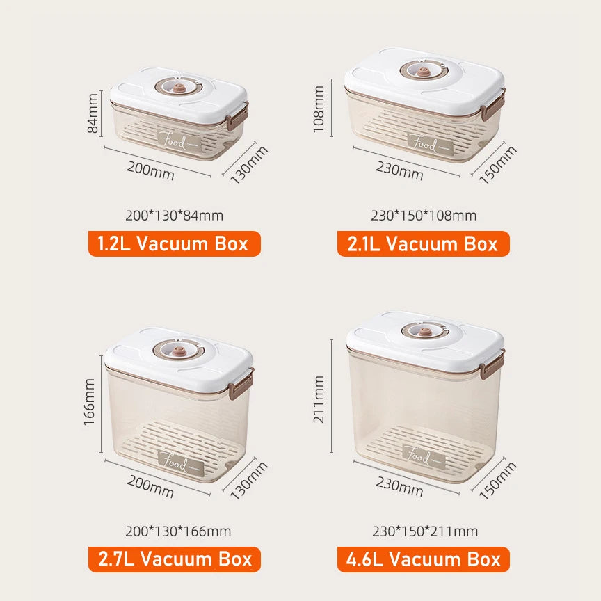 Vacuum Food Storage Box Fresh-Keeping Canister Sealed Storage Container Large Capacity Food Dispenser Kitchen Storage Box