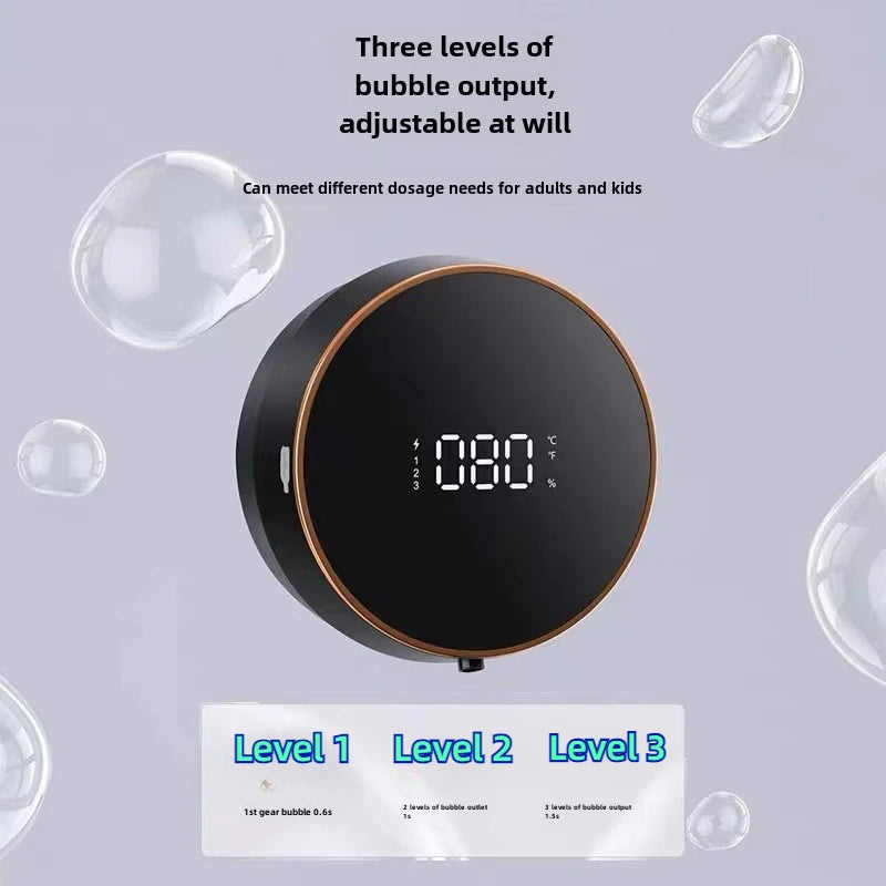 LED Wall-Mounted Automatic Liquid Soap Dispenser: Touchless Infrared Sensor | USB Rechargeable | Temperature Display | 300ml Foam Machine