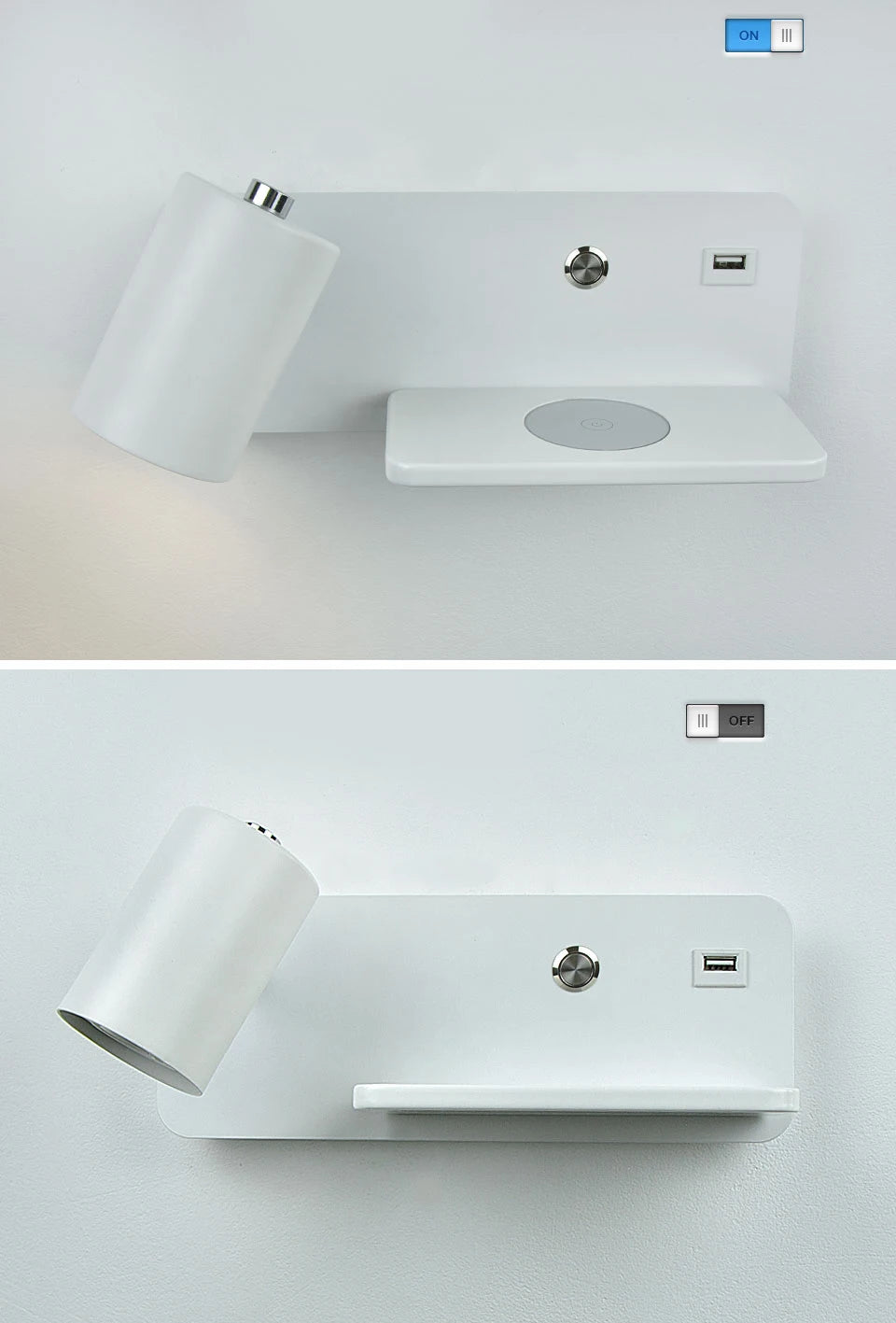 LED Wall light Interior Reading Wall lamp Mobile Phone Wireless Charging and USB Charging Wall lights Bedroom Bedside lamps