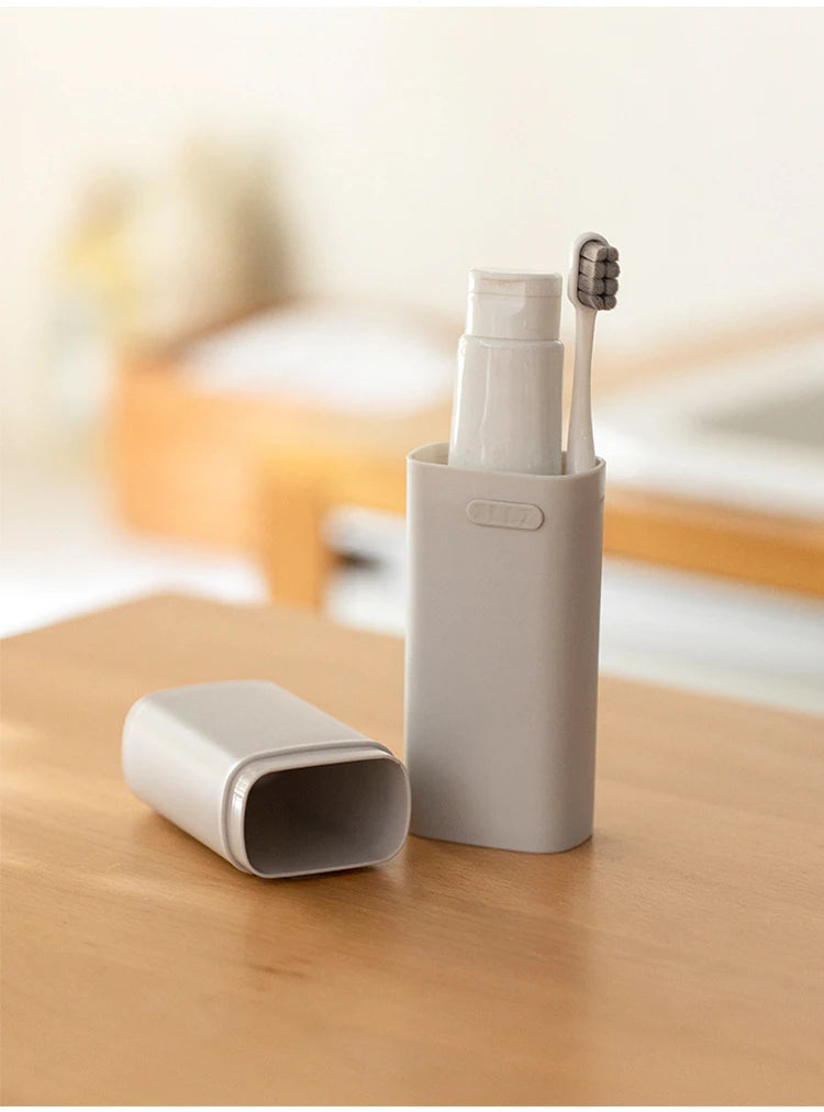 Portable Travel Toothbrush Holder with Lid, Plastic Storage Box, School, Camping, Bathroom Accessories