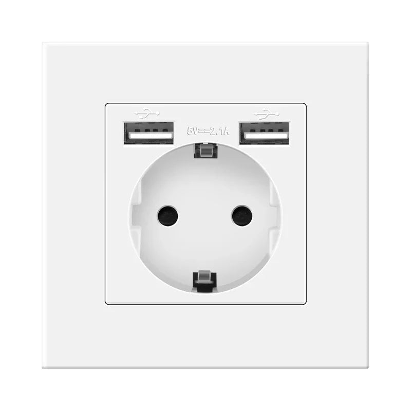 novski wall usb plug, many new style panel, room socket, ac 110v-250v 16a wall embedded, double usb eu standard plug