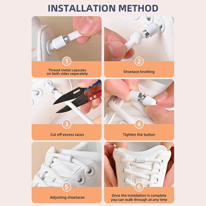 QuickFit™ Elastic No-Tie Shoelaces – Lazy Lock System for Trainers & Everyday Shoes (Kids & Adults)
