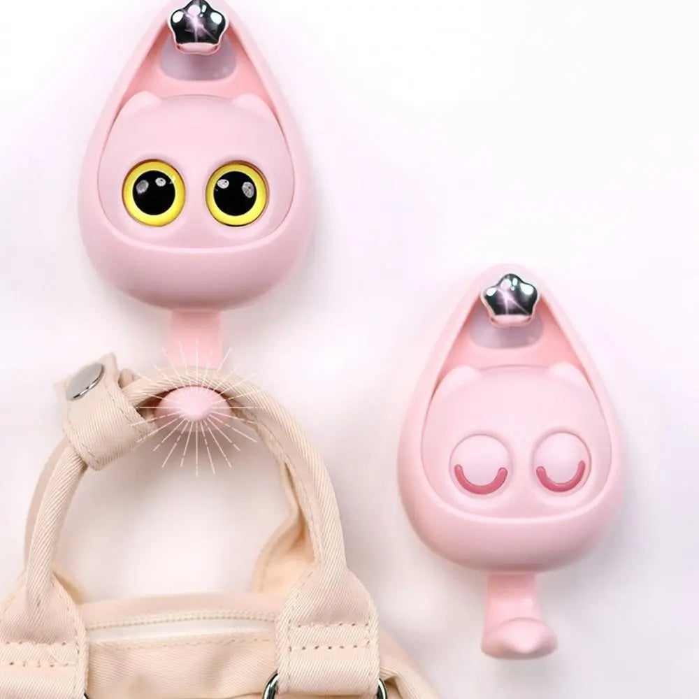 PeekCat™ Cartoon Wall Hook – Self-Adhesive Big Eyes Cat Hanger for Keys, Hats, Scarves & More