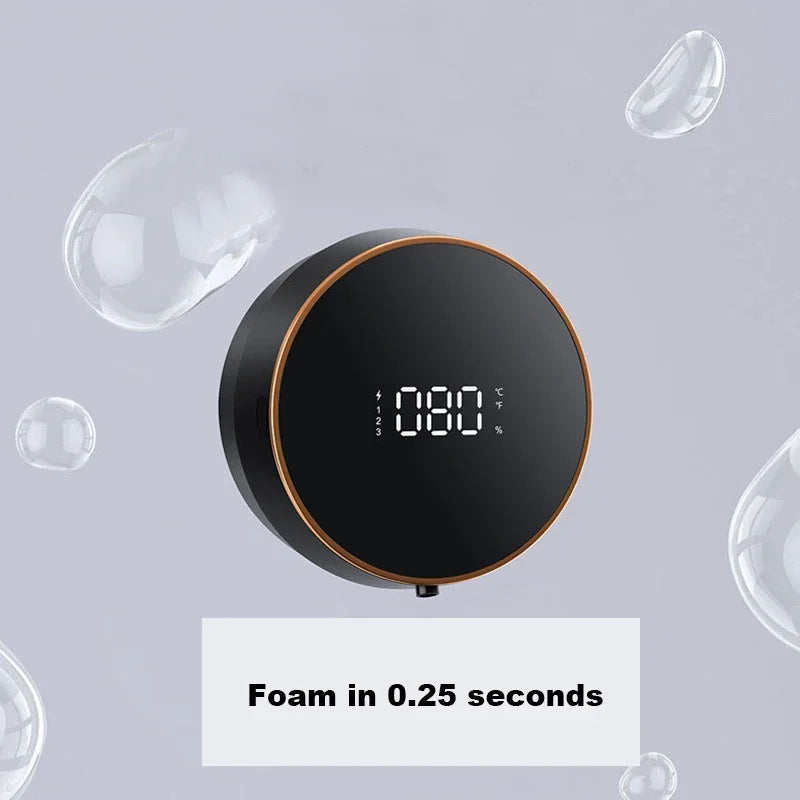 LED Wall-Mounted Automatic Liquid Soap Dispenser: Touchless Infrared Sensor | USB Rechargeable | Temperature Display | 300ml Foam Machine