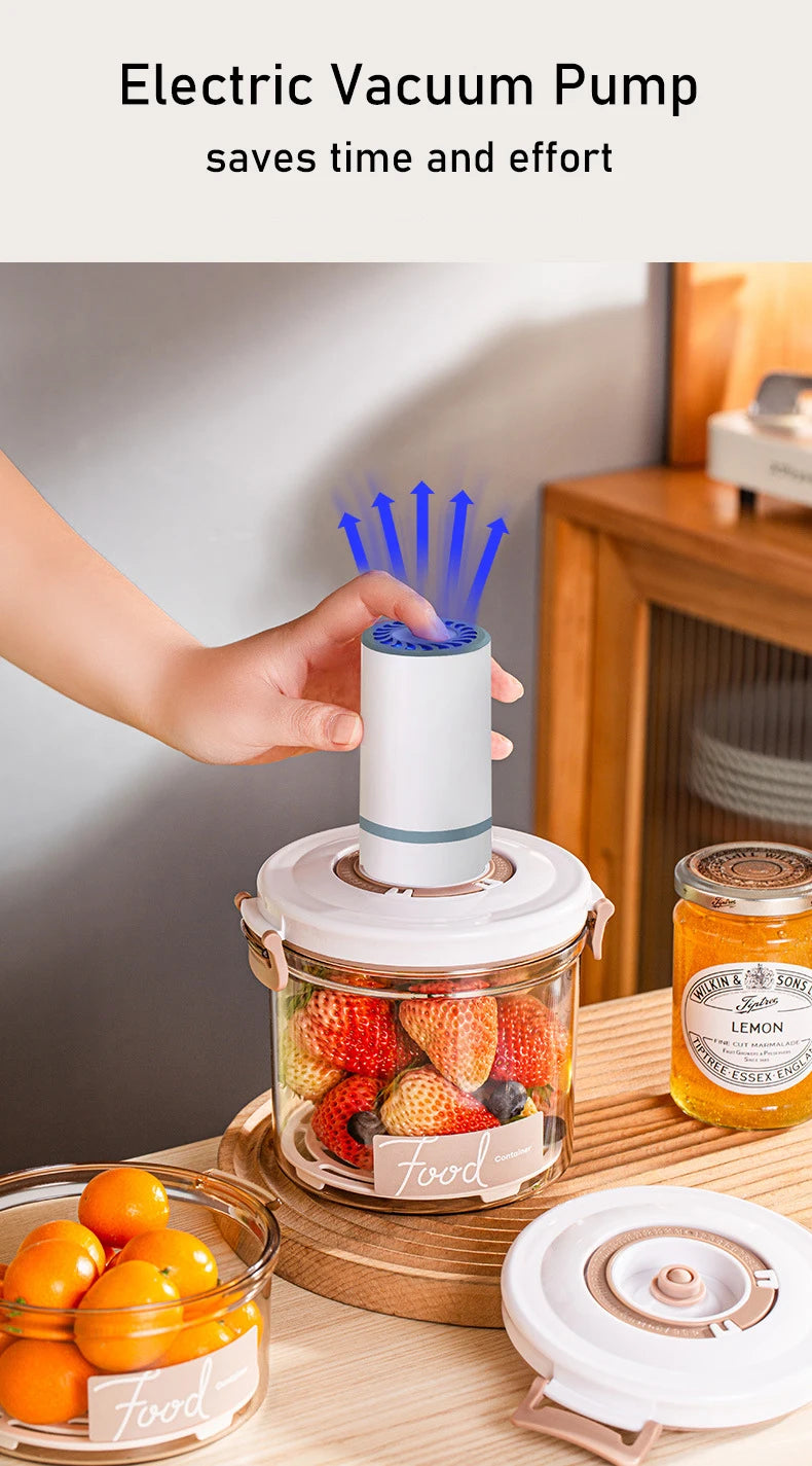 Vacuum Food Storage Box Fresh-Keeping Canister Sealed Storage Container Large Capacity Food Dispenser Kitchen Storage Box
