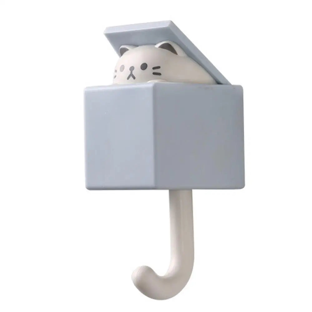 PeekCat™ Cartoon Wall Hook – Self-Adhesive Big Eyes Cat Hanger for Keys, Hats, Scarves & More