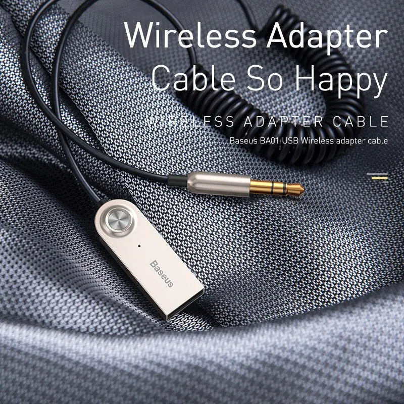 Baseus BA01 Bluetooth 5.0 AUX USB Adapter: Wireless Audio Dongle for Car, Speakers & 3.5mm Devices