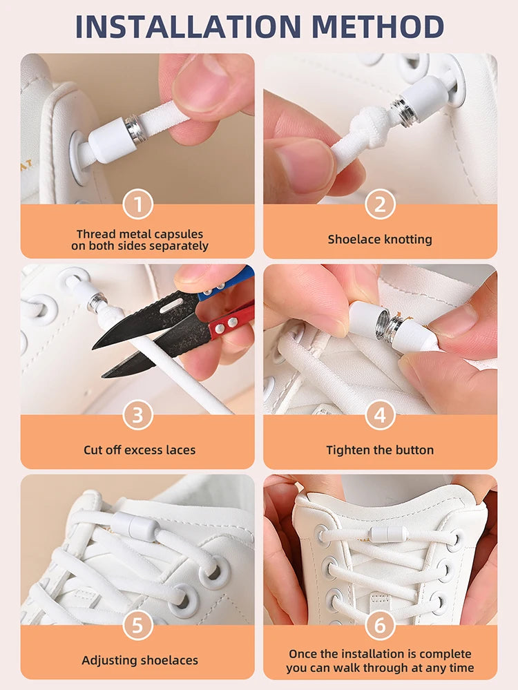 QuickFit™ Elastic No-Tie Shoelaces – Lazy Lock System for Trainers & Everyday Shoes (Kids & Adults)