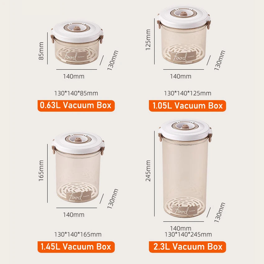 Vacuum Food Storage Box Fresh-Keeping Canister Sealed Storage Container Large Capacity Food Dispenser Kitchen Storage Box