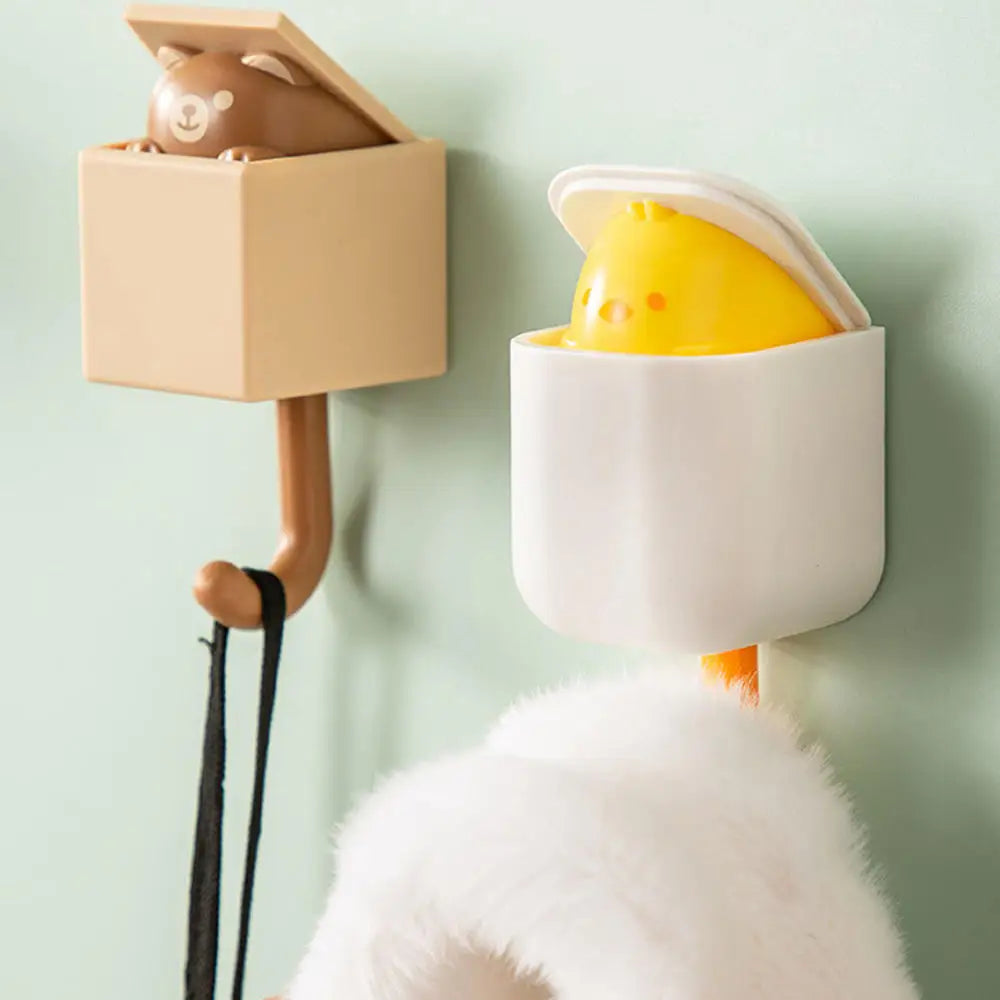 PeekCat™ Cartoon Wall Hook – Self-Adhesive Big Eyes Cat Hanger for Keys, Hats, Scarves & More
