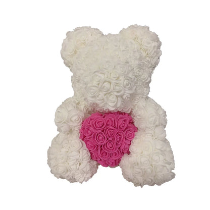 2024 DropShipping 40cm Rose Bear Heart Fleur Artificielle Rose Teddy Bear Pour Femmes Saint Valentin Mariage Anniversaire Cadeau De Noël