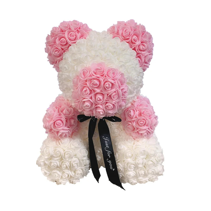 2024 DropShipping 40cm Rose Bear Heart Fleur Artificielle Rose Teddy Bear Pour Femmes Saint Valentin Mariage Anniversaire Cadeau De Noël