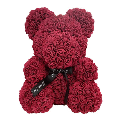 2024 DropShipping 40cm Rose Bear Heart Fleur Artificielle Rose Teddy Bear Pour Femmes Saint Valentin Mariage Anniversaire Cadeau De Noël