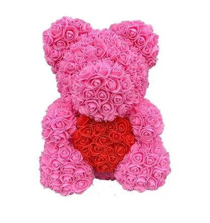 2024 DropShipping 40cm Rose Bear Heart Fleur Artificielle Rose Teddy Bear Pour Femmes Saint Valentin Mariage Anniversaire Cadeau De Noël