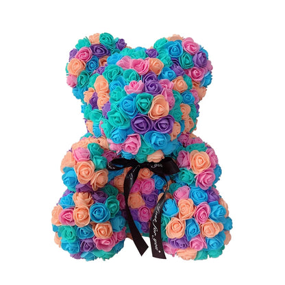 2024 DropShipping 40cm Rose Bear Heart Fleur Artificielle Rose Teddy Bear Pour Femmes Saint Valentin Mariage Anniversaire Cadeau De Noël