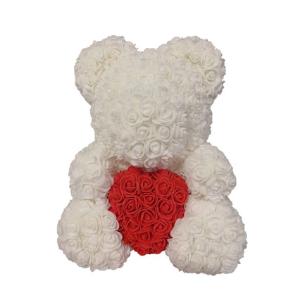 2024 DropShipping 40cm Rose Bear Heart Fleur Artificielle Rose Teddy Bear Pour Femmes Saint Valentin Mariage Anniversaire Cadeau De Noël