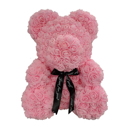 2024 DropShipping 40cm Rose Bear Heart Fleur Artificielle Rose Teddy Bear Pour Femmes Saint Valentin Mariage Anniversaire Cadeau De Noël