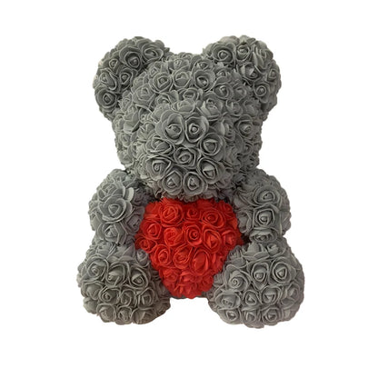 2024 DropShipping 40cm Rose Bear Heart Fleur Artificielle Rose Teddy Bear Pour Femmes Saint Valentin Mariage Anniversaire Cadeau De Noël