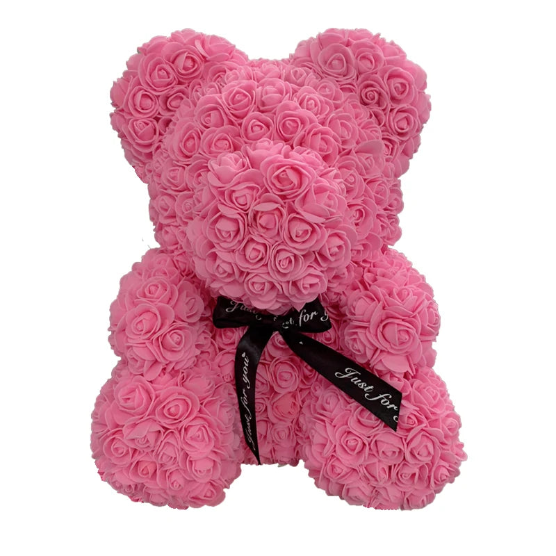 2024 DropShipping 40cm Rose Bear Heart Fleur Artificielle Rose Teddy Bear Pour Femmes Saint Valentin Mariage Anniversaire Cadeau De Noël