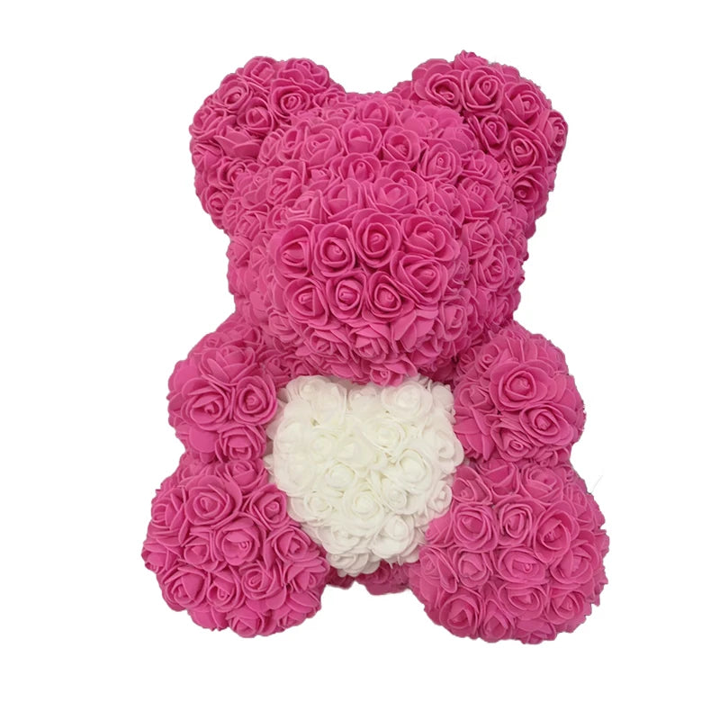 2024 DropShipping 40cm Rose Bear Heart Fleur Artificielle Rose Teddy Bear Pour Femmes Saint Valentin Mariage Anniversaire Cadeau De Noël