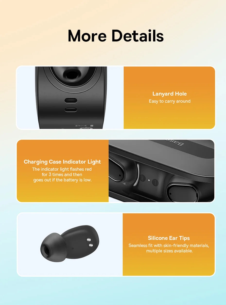 Baseus Bowie EZ10 True Wireless Earbuds: Bluetooth 5.3 25-30H Battery Mini In-Ear Fast Charging Low Latency