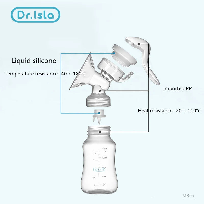 Dr.isla Breast Pump Manual Suction Milk Pump Feeding Breasts Pumps Milk Bottle Sucking Postpartum Supplies BPA Free