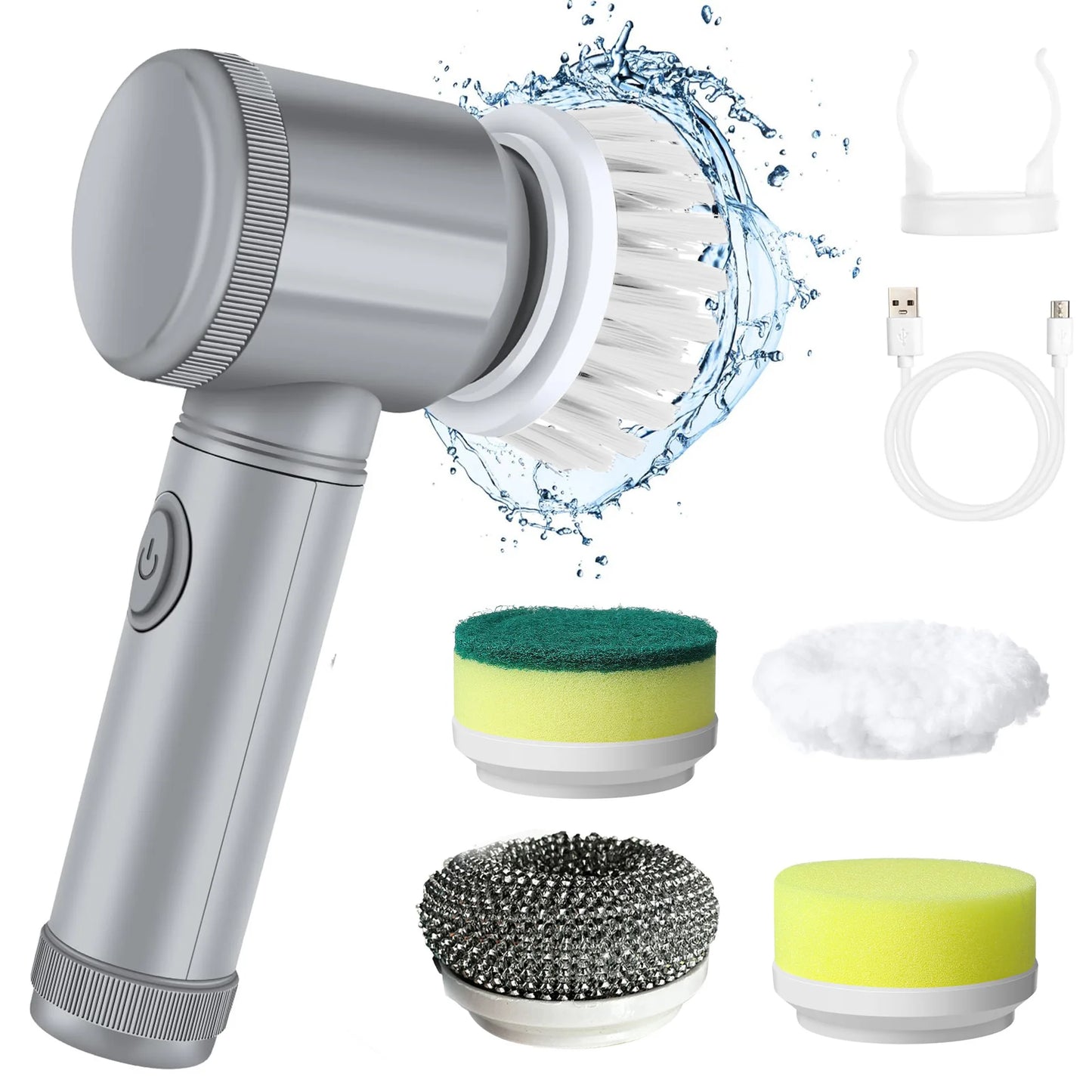 Xiaomi Electric Spin Scrubber Bathroom Cleaning Brush with 5 Brush Heads 5 in 1 Cleaning Brush Kitchen Dishwashing Brush Gadgets