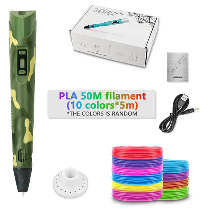 3D Pen For Children 3D Printing Drawing Pen DIY Funny Set for Kids Chidren Birthday Chrismas Creative Gift with PLA Filament