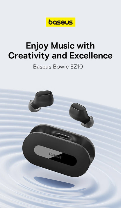 Baseus Bowie EZ10 True Wireless Earbuds: Bluetooth 5.3 25-30H Battery Mini In-Ear Fast Charging Low Latency
