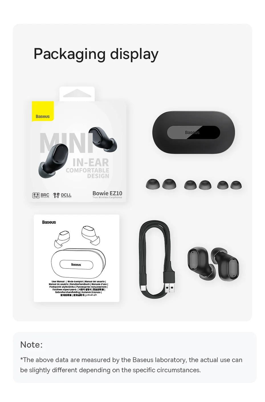 Baseus Bowie EZ10 True Wireless Earbuds: Bluetooth 5.3 25-30H Battery Mini In-Ear Fast Charging Low Latency