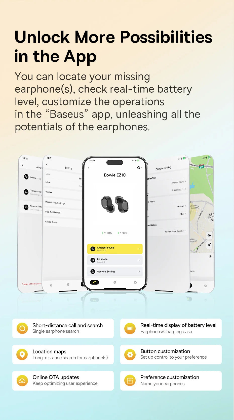 Baseus Bowie EZ10 True Wireless Earbuds: Bluetooth 5.3 25-30H Battery Mini In-Ear Fast Charging Low Latency