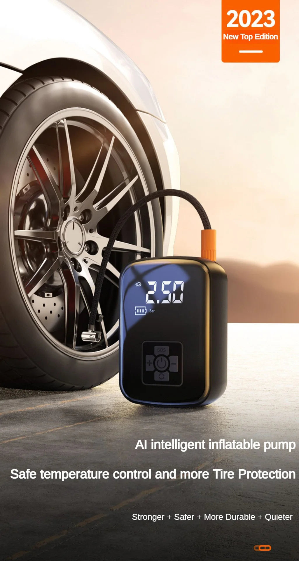 EAFC 150PSI Wireless Portable Air Compressor: 12V Rechargeable Tyre Inflator for Car, Motorcycle, Bike & Ball with LED Light & Auto Stop