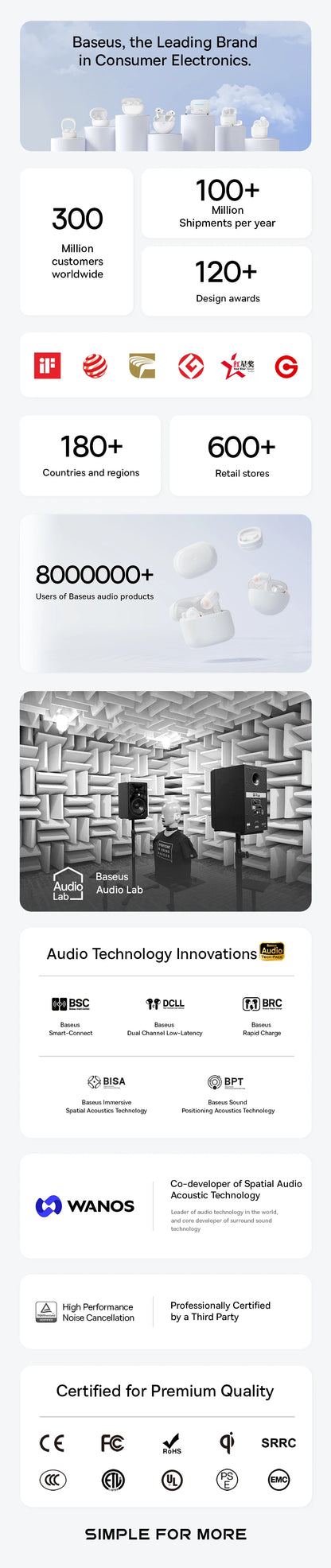 Baseus Bowie E16 Wireless Earbuds  Bluetooth: 30H Battery  IPX4 Waterproof Type-C Charging Case
