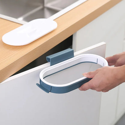Wall-Mounted Rubbish Bag Holder Storage Rack Kitchen No Punching Hang Bracket Hook Cabinet Door Hanging Rack Kitchen Trash Can
