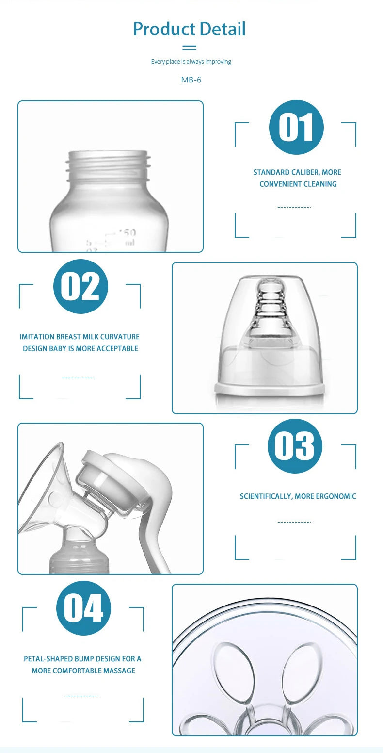 Dr.isla Breast Pump Manual Suction Milk Pump Feeding Breasts Pumps Milk Bottle Sucking Postpartum Supplies BPA Free