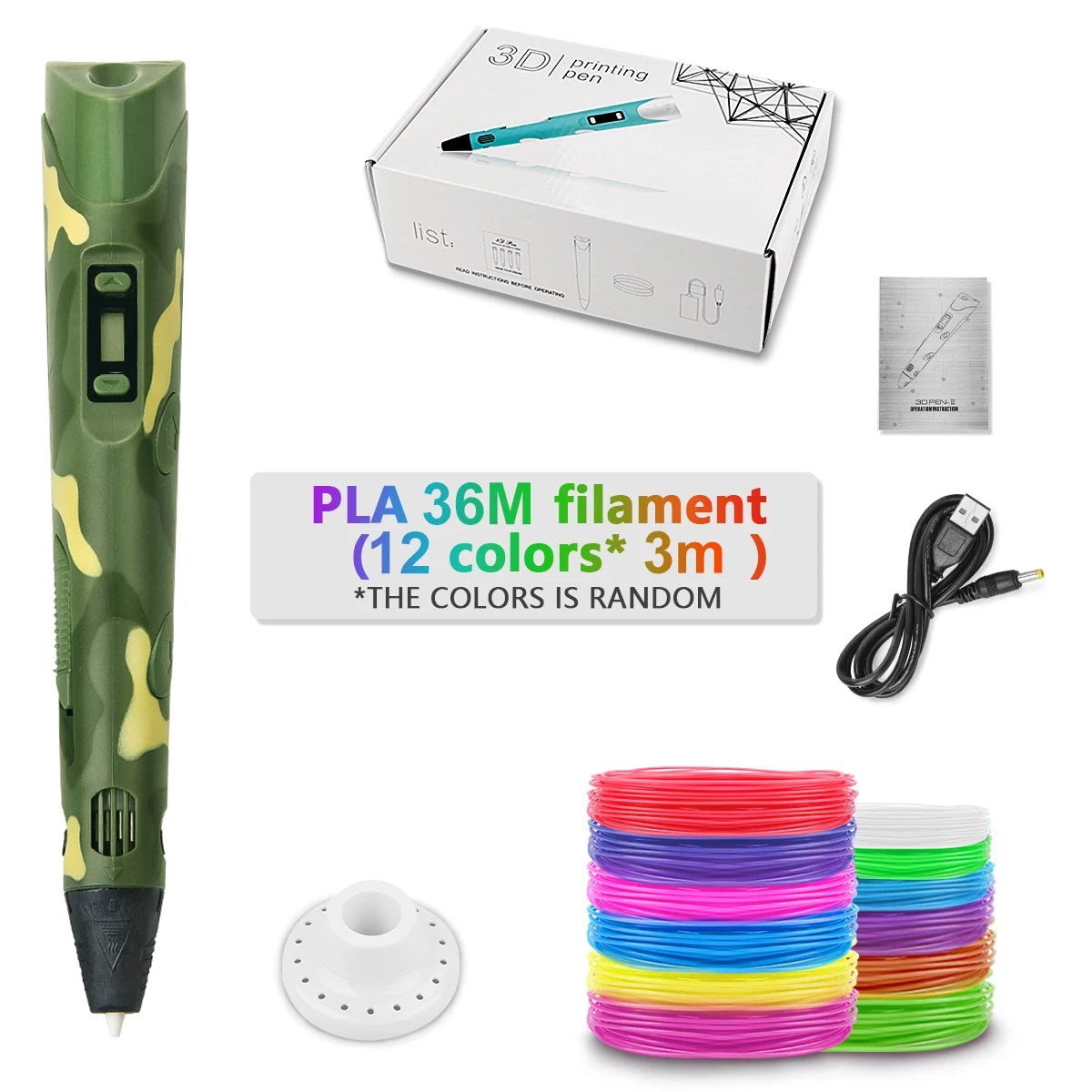 3D Pen For Children 3D Printing Drawing Pen DIY Funny Set for Kids Chidren Birthday Chrismas Creative Gift with PLA Filament