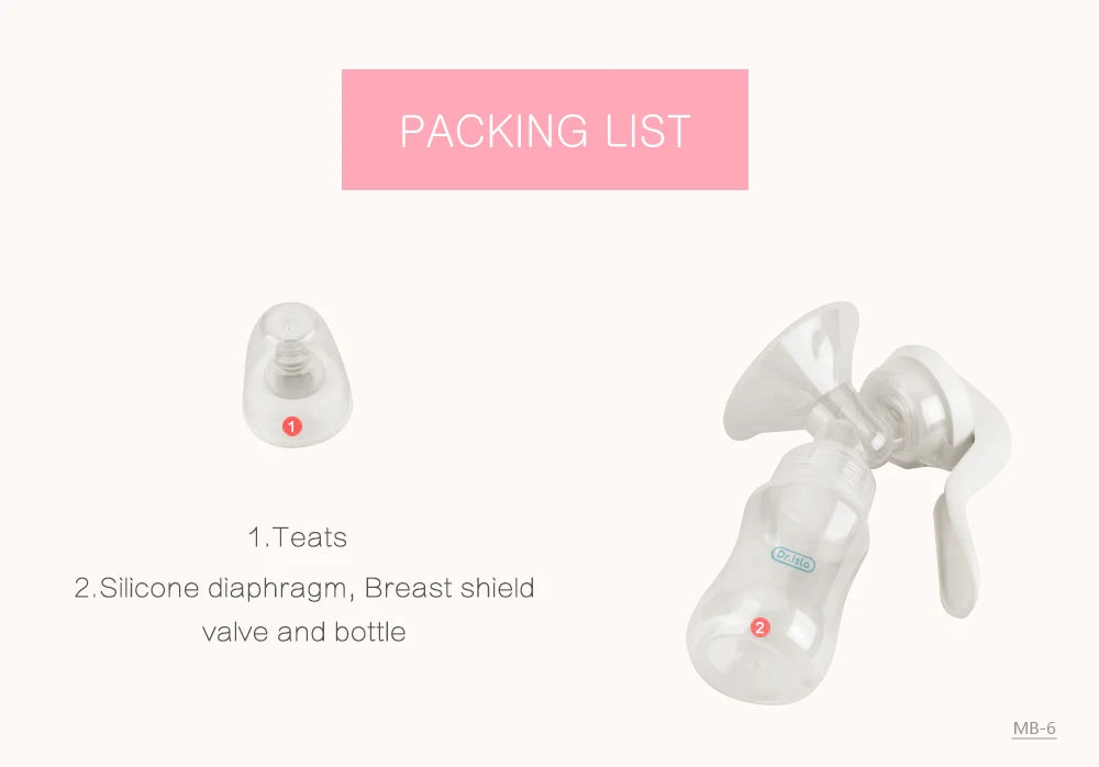 Dr.isla Breast Pump Manual Suction Milk Pump Feeding Breasts Pumps Milk Bottle Sucking Postpartum Supplies BPA Free