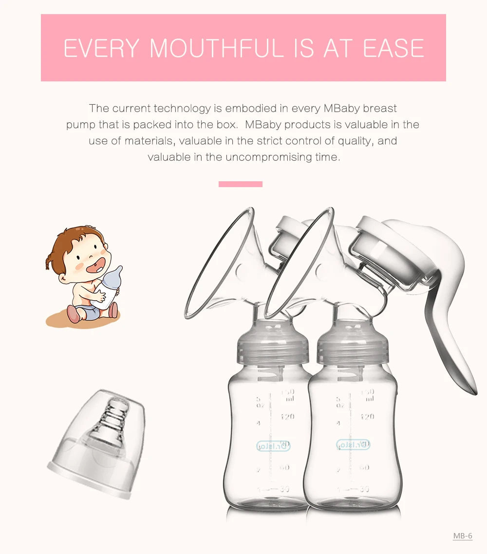 Dr.isla Breast Pump Manual Suction Milk Pump Feeding Breasts Pumps Milk Bottle Sucking Postpartum Supplies BPA Free