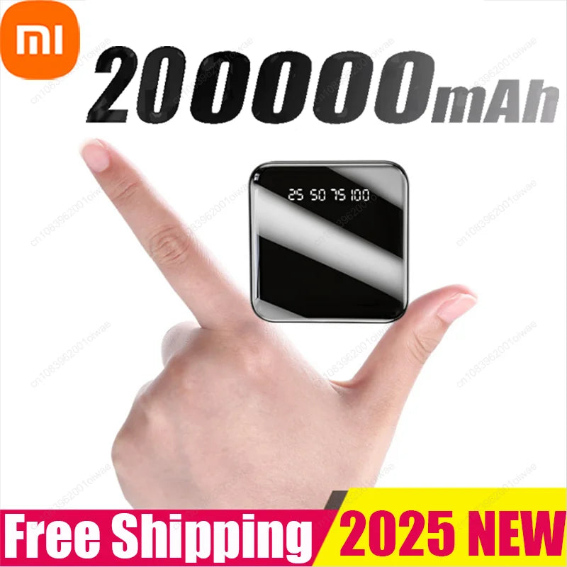Xiaomi 200000mAh Mini Power Bank Portable Charger Mirror Screen LED Digital Powerbank External Battery for iPhone Xiaomi Huawei